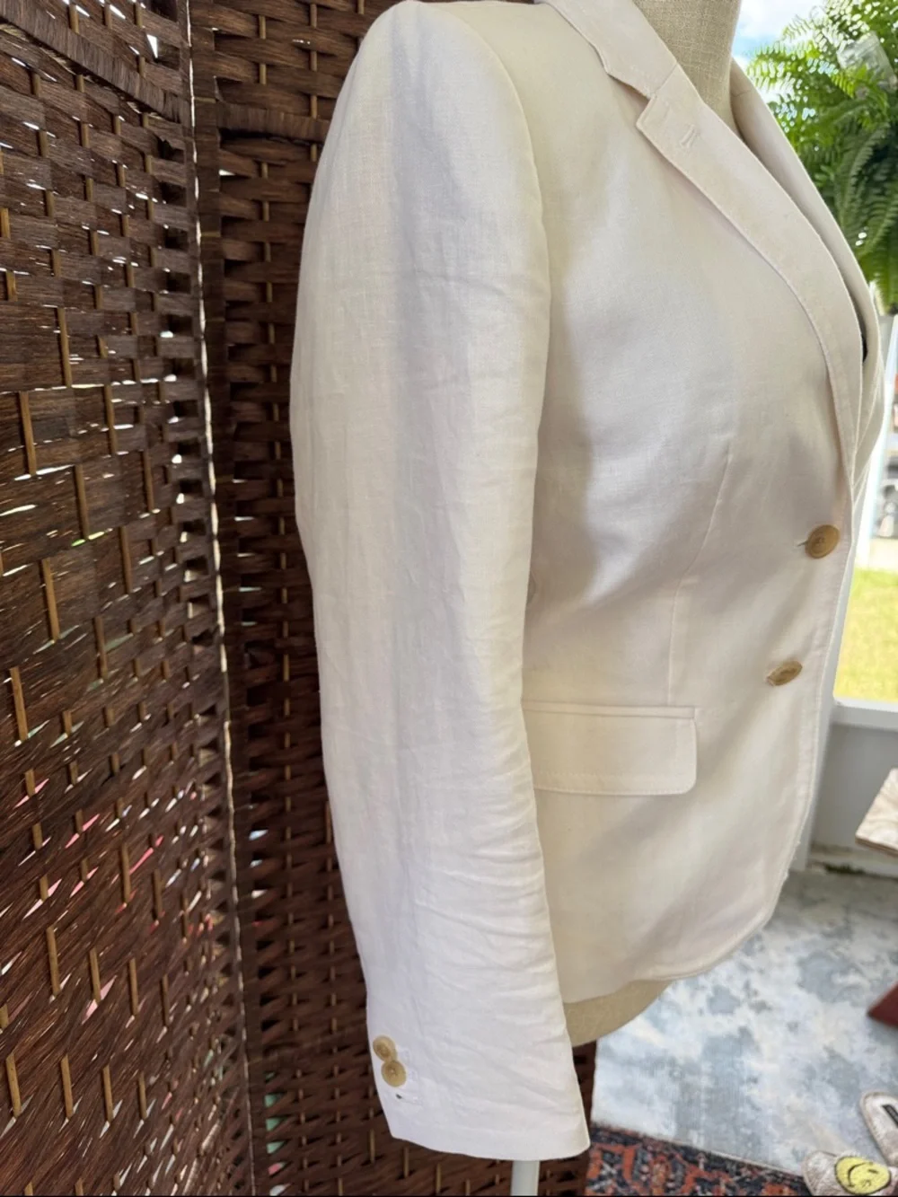 J. Crew Women's Cream Linen Single-Breasted Blazer - Picture 3 of 16